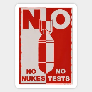 No Nukes No Tests Red Print Sticker